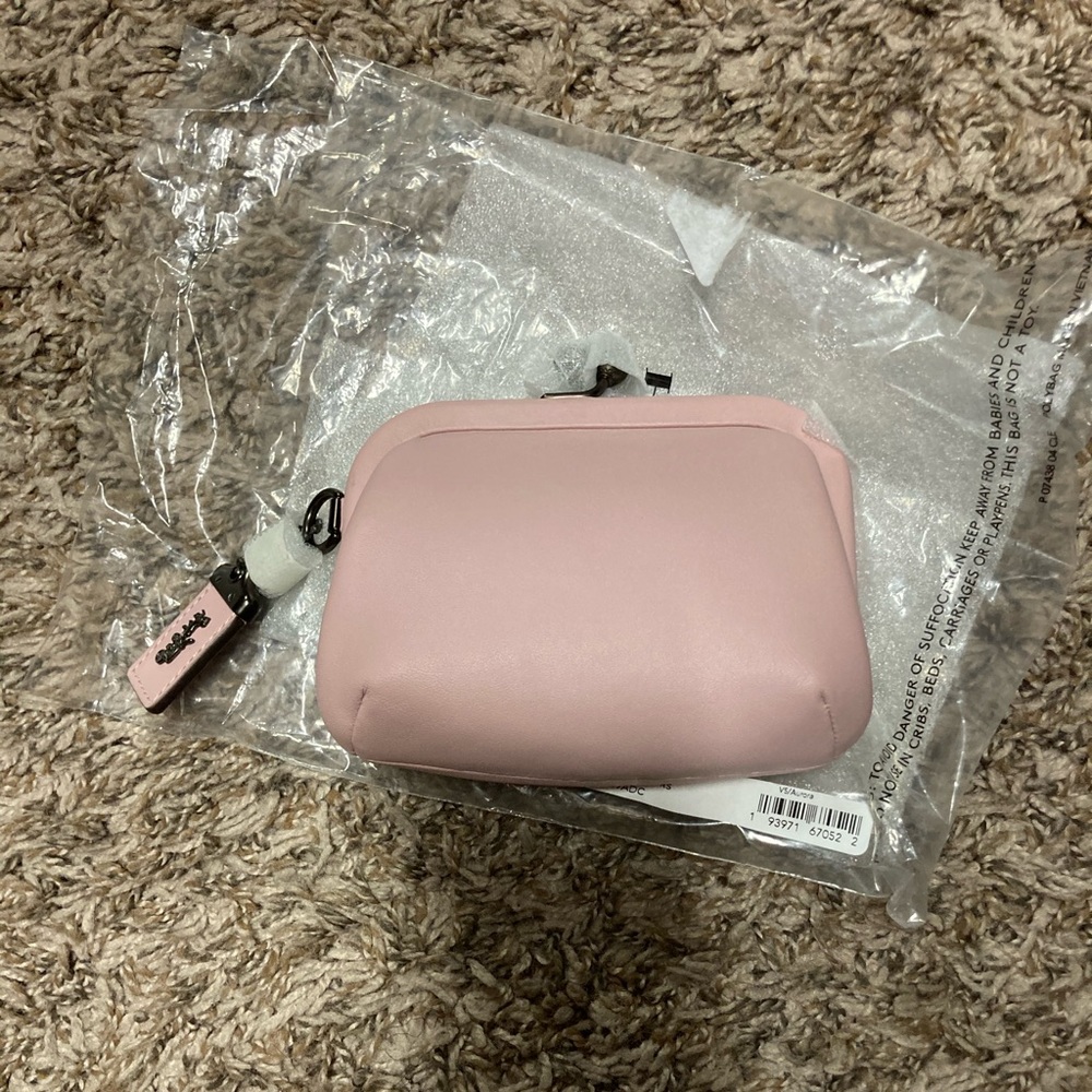 Pink Coach kiss lock wallet/coin purse